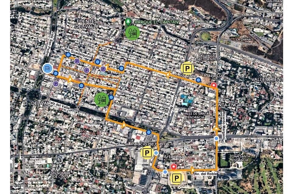 Esta es la ruta proyectada por el camión gratuito. El circuito conectará al Centrito con Punto Valle y Arboleda.