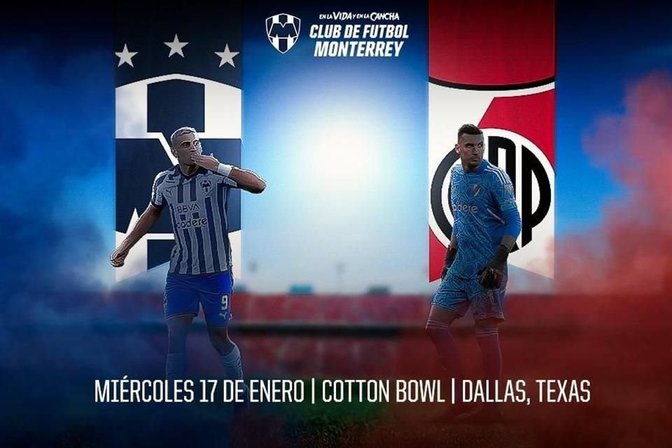 El encuentro de Rayados ante River Plate será entre los partidos ante el Puebla (día 13) y Santos (día 21).