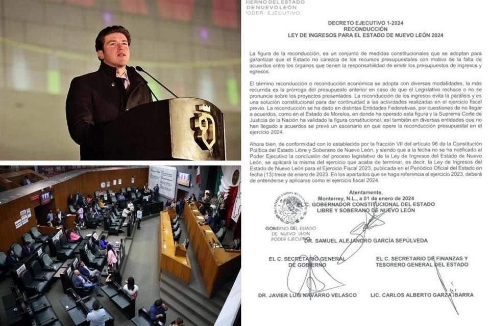 En los documentos, firmados por el Gobernador Samuel García, se afirma la posibilidad de aplicar una reconducción presupuestal.