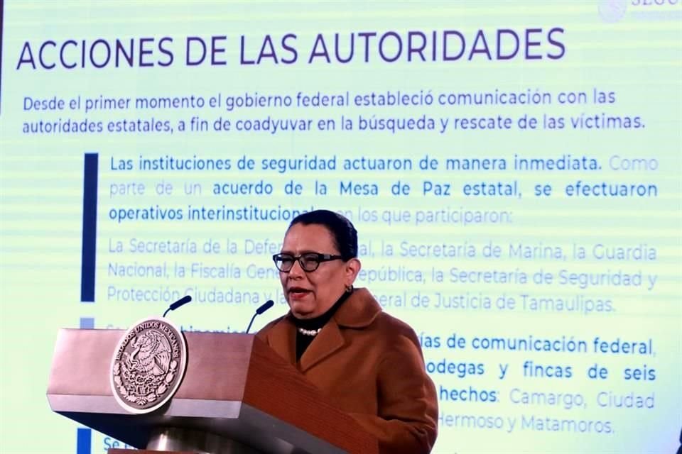 Rosa Icela Rodríguez, titular de SSPC, en conferencia en Palacio Nacional.