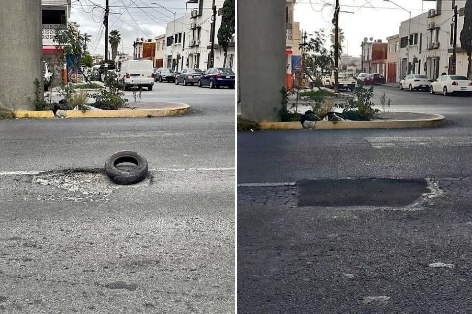 Un bache que ocasionó daños en vehículos fue recarpeteado en Rodrigo Gómez y Mar Caribe.