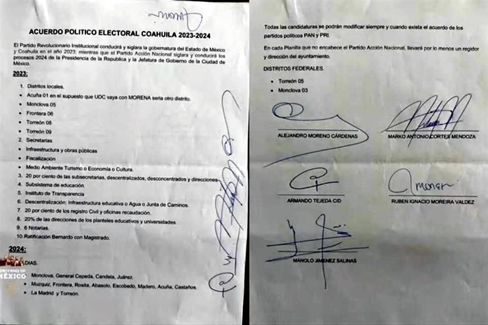 PAN y PRI firmaron un acuerdo para elección en Coahuila.