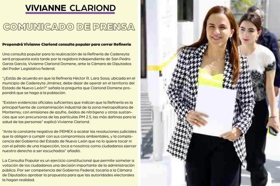 Vivianne Clariond promoverá la consulta popular ante la Cámara de Diputados.
