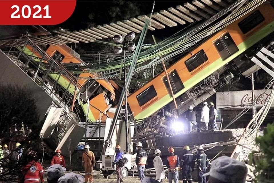 Así quedó el Metro de la Línea 12 tras derrumbarse.