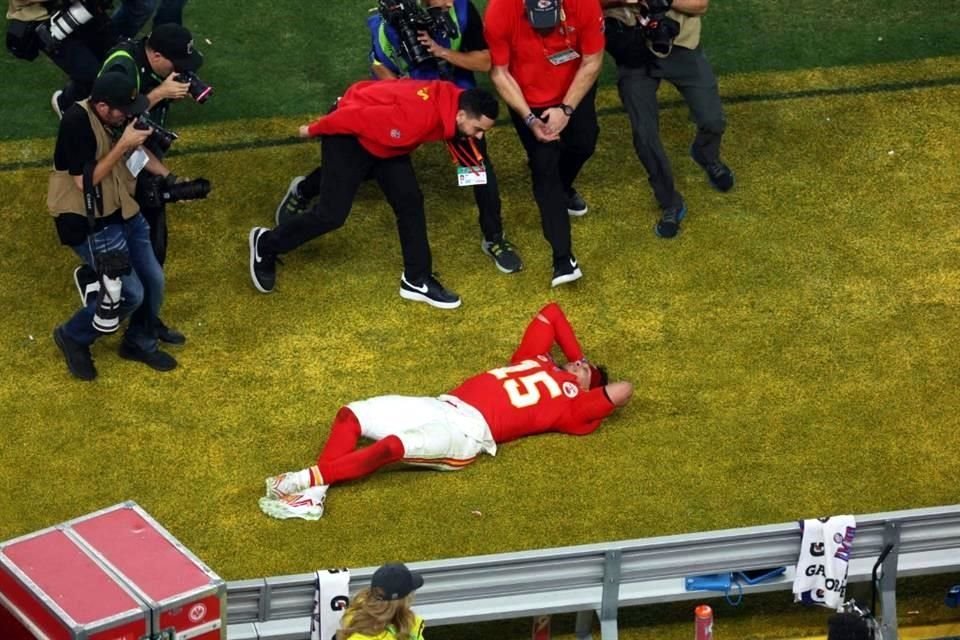 Así celebró Pat Mahomes tras concretar el objetivo de los Chiefs: el bicampeonato de la NFL.