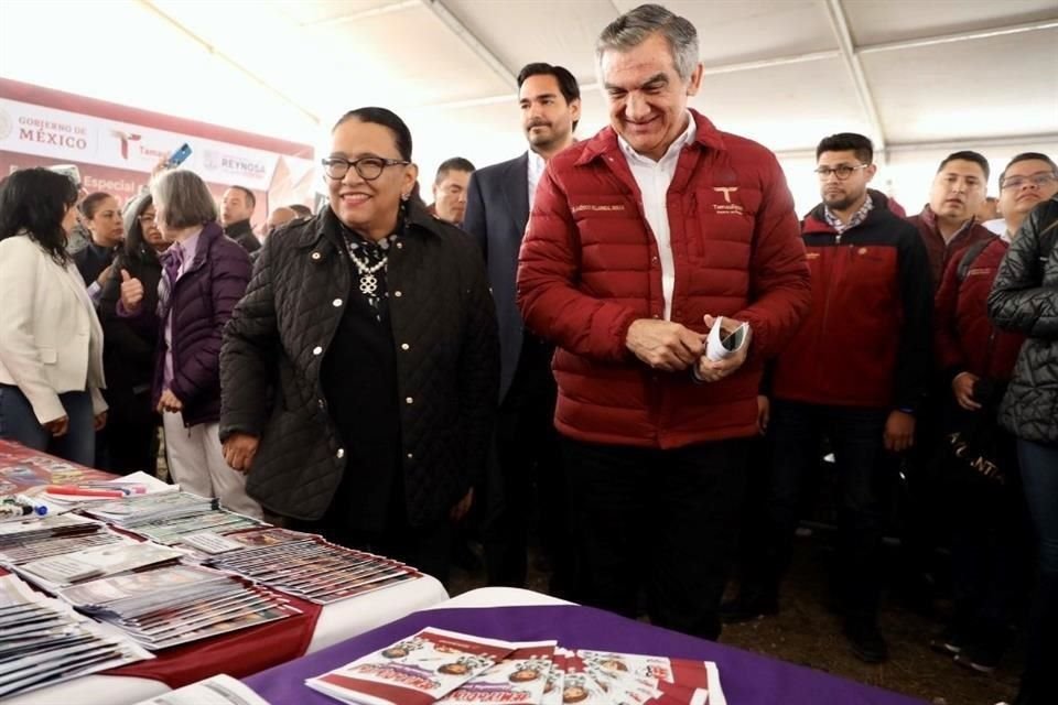 La Secretaria de Seguridad y Protección Ciudadana, Rosa Icela Rodríguez, y el Gobernador de Tamaulipas, Américo Villarreal, inauguraron la 'Feria de Paz', en Reynosa.