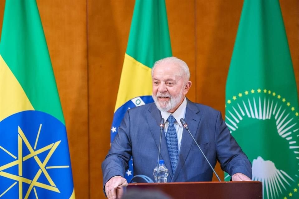 El Presidente Luiz Inácio Lula da Silva durante una conferencia de prensa en Addis Ababa el 18 de febrero del 2024.