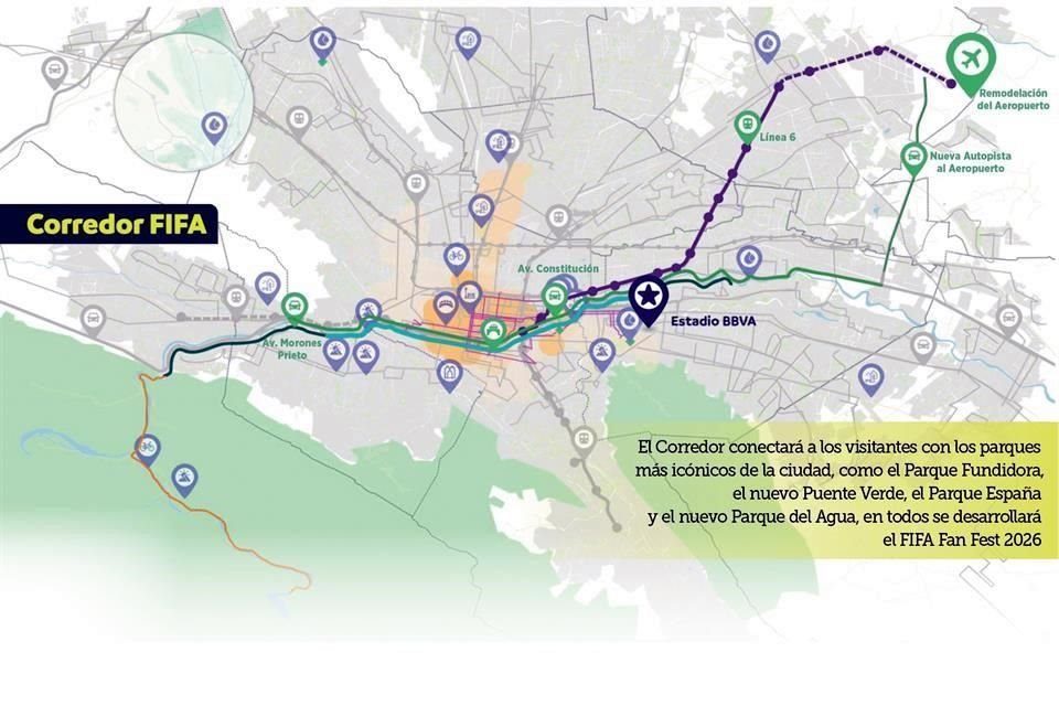 El Corredor FIFA busca conectar a los parques más icónicos de la Ciudad para el Mundial 2026, donde Monterrey será una de las sedes.