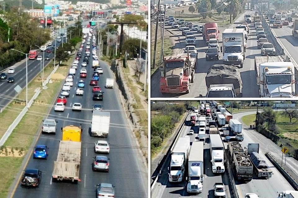 Las carreteras y autopistas en Nuevo León son desbordadas por conductores ante el aumento de carga vehicular, el paso de tráileres y obras.
