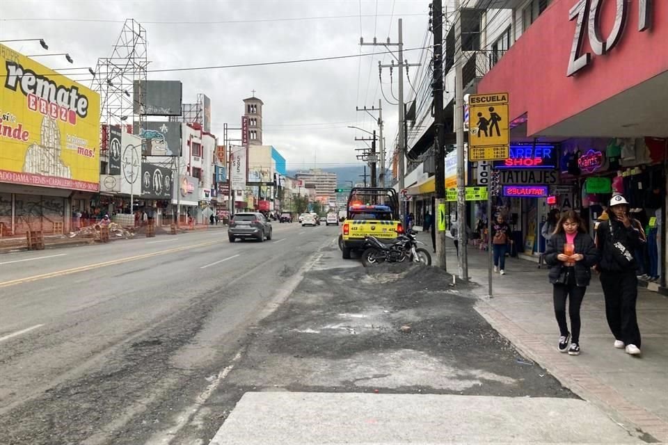 Con la obra en marcha en la Avenida Juárez, la ampliación de banquetas y reducción de dos carriles por sentido abarcará desde Constitución hasta Aramberri.