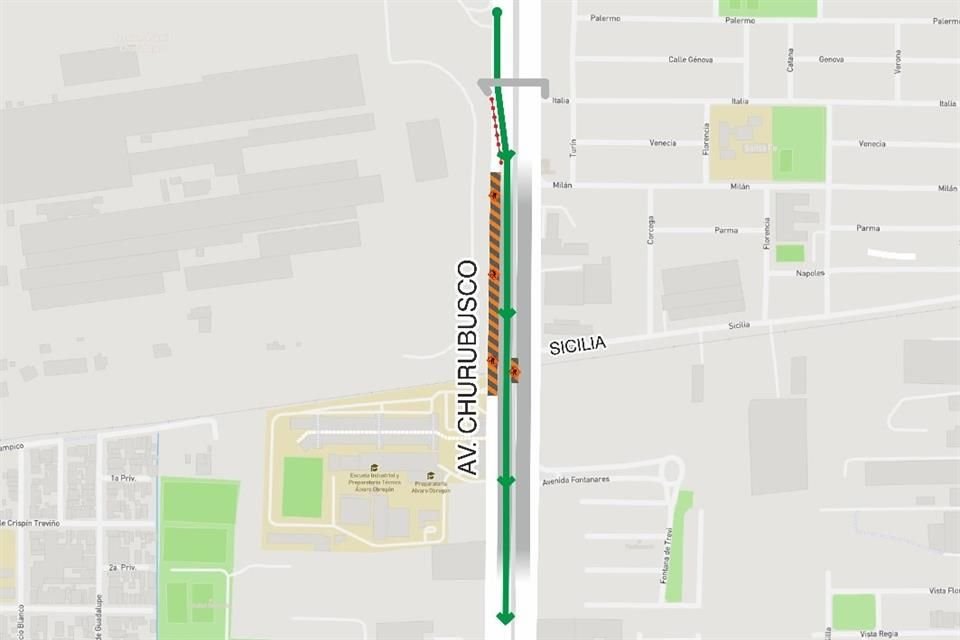 Del 1 al 5 de abril, el Municipio de Monterrey cerrará los carriles laterales del Puente Churubusco.