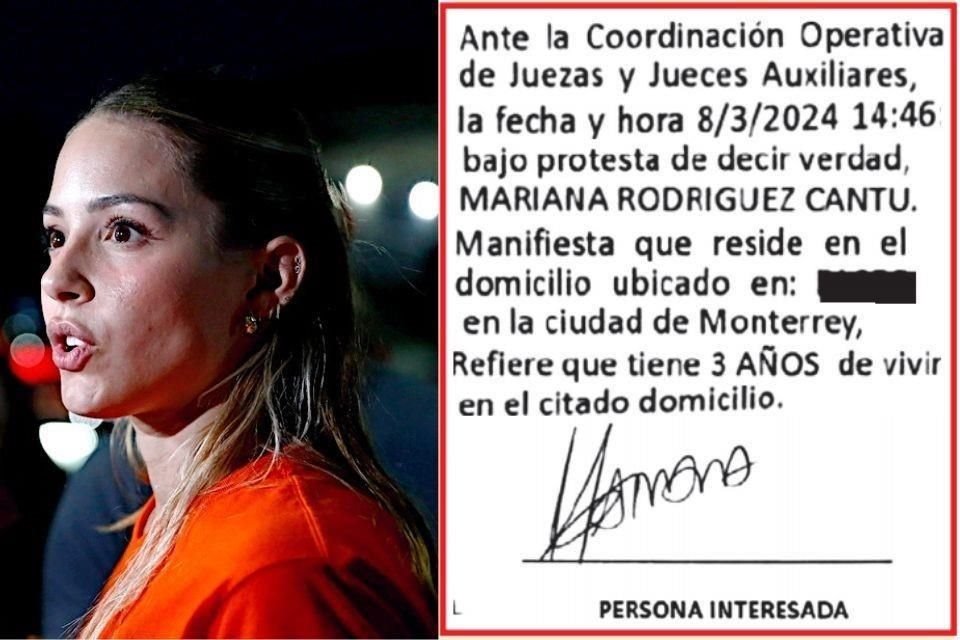 El documento, al que EL NORTE tuvo acceso, trae los datos personales tachados, pero sí es visible que la esposa del Gobernador Samuel García alegó tener residencia de tres años.