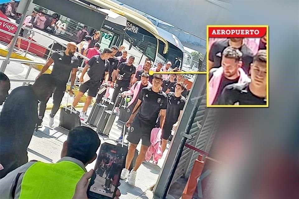 Messi llegó con su equipo en vuelo charter al Aeropuerto Internacional de Monterrey.