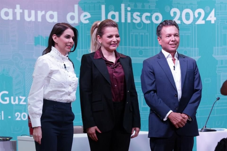 Laura Haro, Claudia Delgadillo y Pablo Lemus (izq. a derecha), candidatos a la Gubernatura de Jalisco.