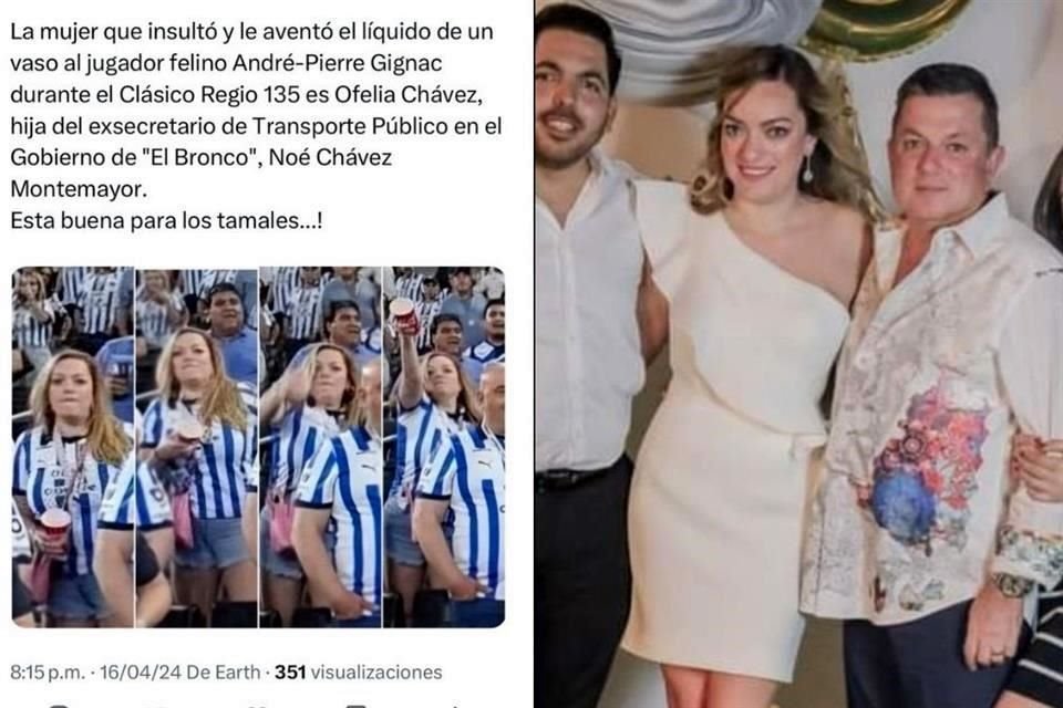 Se dijo que la mujer es hija de Noé Chávez Montemayor, ex director de la Agencia Estatal de Transporte durante el Gobierno de Jaime Rodríguez.