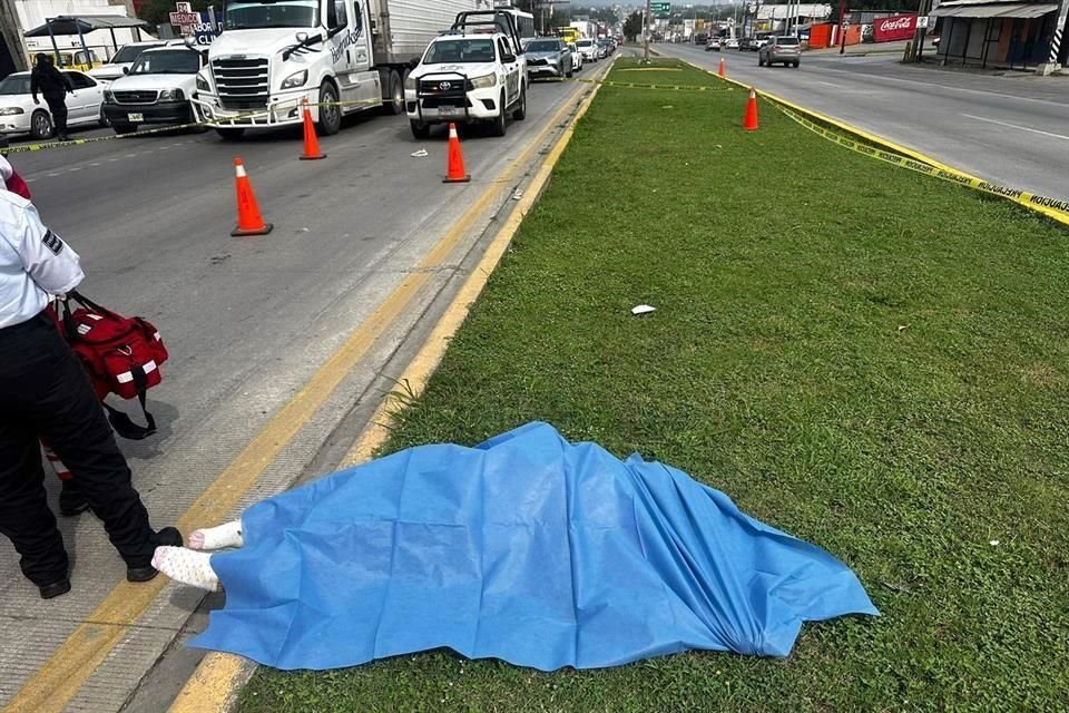 Con la caja el camión alcanzó a atropellar a la mujer, quien quedó sin vida en el camellón central.