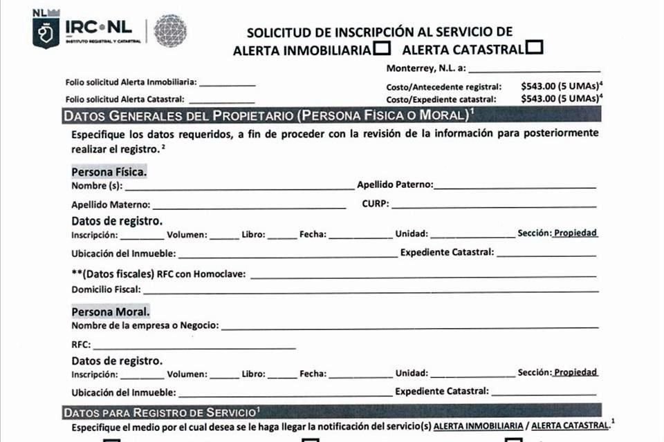 La alerta es un formato que debe tramitar el propietario del inmueble ante el Registro Público para acreditar que todas las partes están enteradas del proceso.