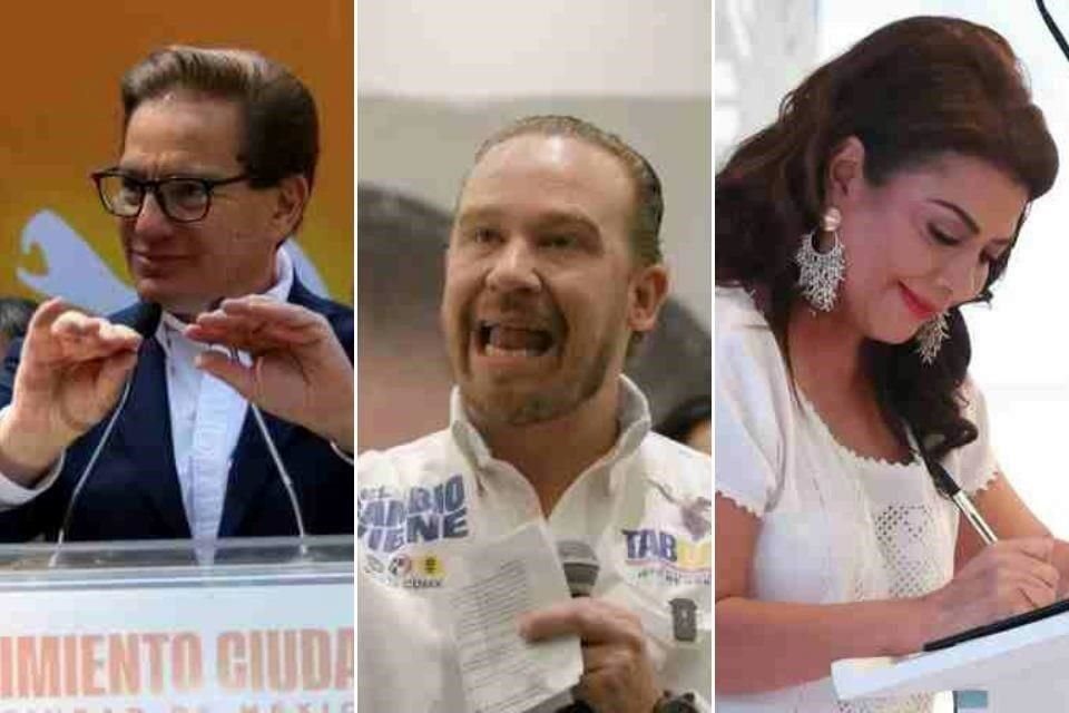 Los candidatos a la Jefatura de Gobierno: Salomón Chertorivski, de Movimiento Ciudadano; Clara Brugada, de la coalición Seguimos Haciendo Historia, y Santiago Taboada, de la coalición Va X la CDMX.