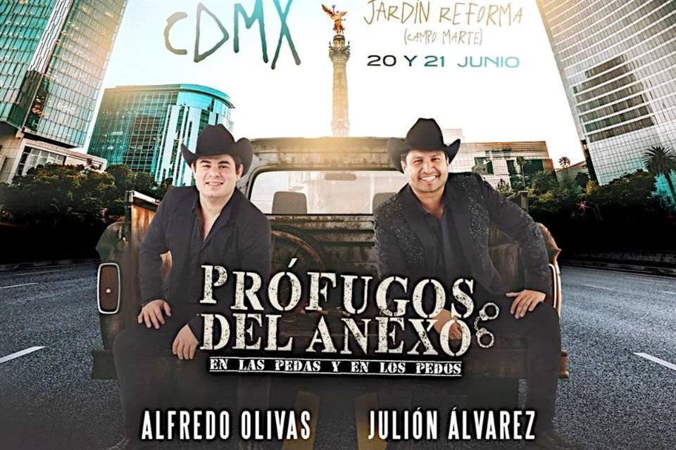 Alfredo Olivas y Julión Álvarez estarán en concierto en el Campo Marte.