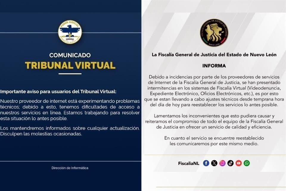 El Poder Judicial y la Fiscalía dieron a conocer las fallas con comunicados.