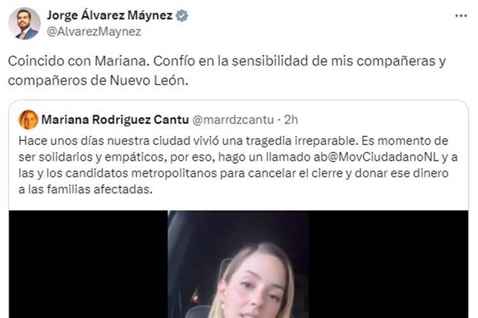 Jorge Álvarez Máynez publicó en su cuenta de ''X'' su postura de los hechos.