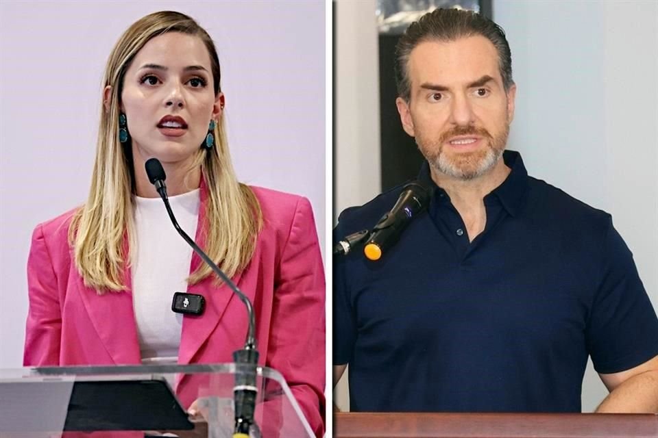Mariana Rodríguez, ex candidata de MC por la Alcaldía de Monterrey, y Adrián de la Garza, Alcalde  regio electo por  por PAN-PRI-PRD.