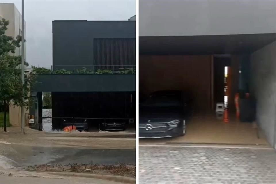 Vecinos captaron cómo la lluvia entraba por la cochera y hacía una 'cascada' en las escaleras.