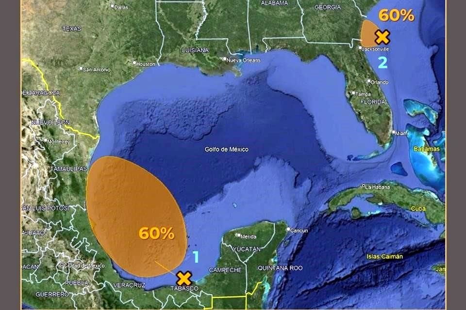 El nuevo sistema se ubica actualmente a 90 kilómetros al oeste de Ciudad del Carmen, en Campeche.