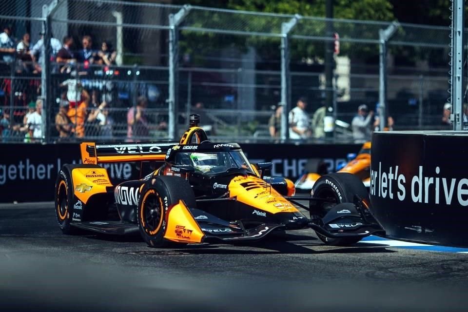 El piloto regio, Patricio O´Ward, se despistó en la curva 5 y quedó cerca de golpear el muro de neumáticos.