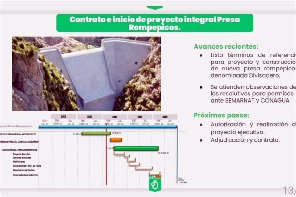 El Gobierno estatal planea construir otra cortina Rompepicos para regular las corrientes de agua del Río Santa Catarina.