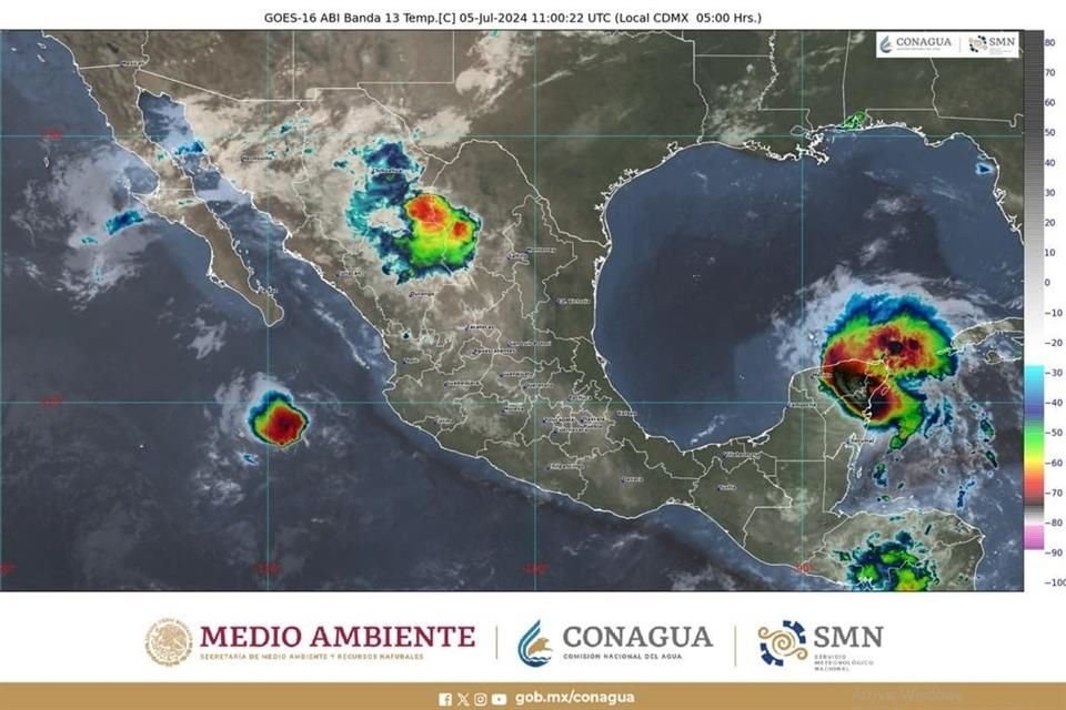 Se prevé que Beryl cruce la Península de Yucatán este viernes 5 de julio.