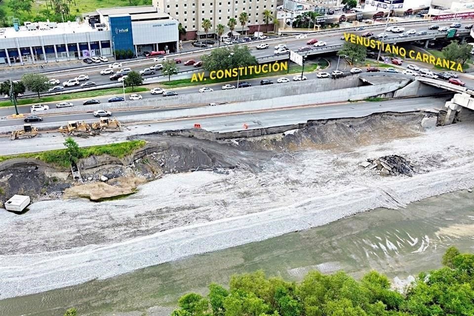 La tormenta 'Alberto' dejó daños en el Par Vial, en las Avenidas Constitución y Morones Prieto.