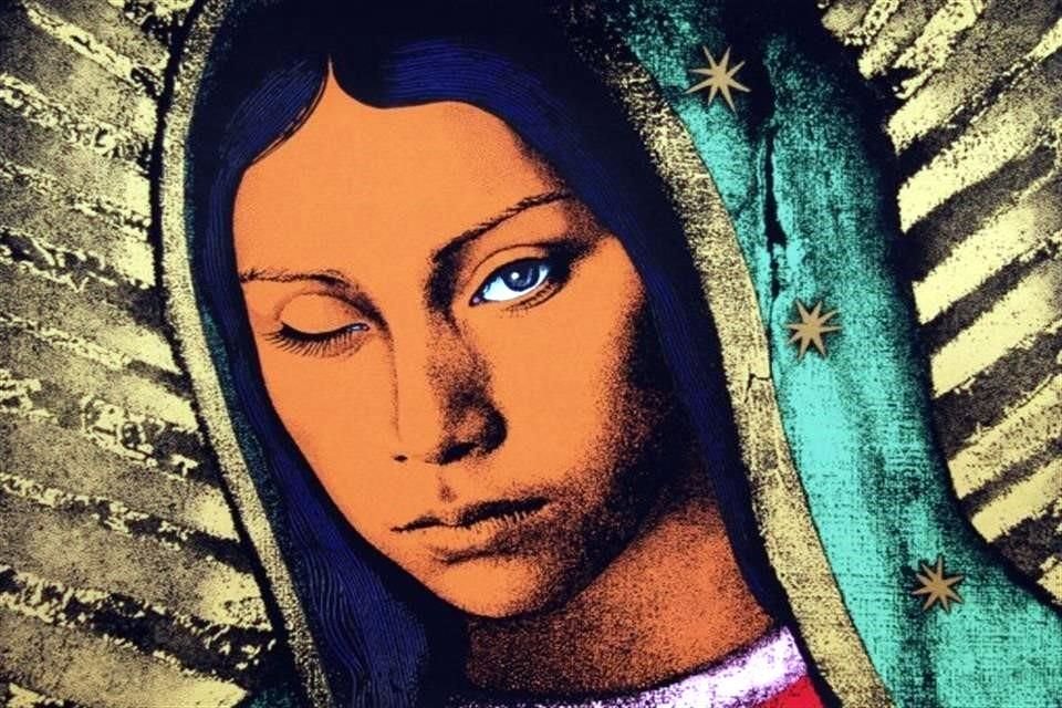 La Vírgen de Guadalupe es un motivo recurrente en su obra. Es representativo su diseño donde guiña un ojo. 'Mi madre era guadalupana', recuerda, 'y de muy pequeño me llevaba a la Basílica', me decía'.