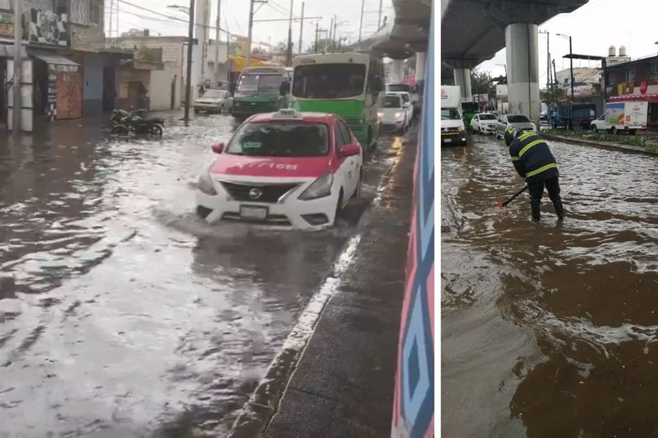 Tras lluvias, Avenida Tláhuac, al igual que otras zonas de la Alcaldía, presenta complicaciones en la circulación por inundaciones.