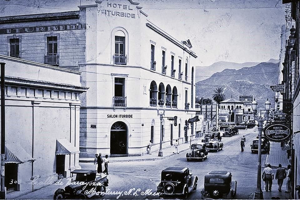 El Hotel Iturbide (foto de 1940),Padre Mier y Zaragoza, fue fundado por Marie Joseph Alfred Hellion y Joseph Émile Hellion.