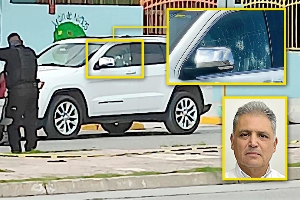 Julio Almanza fue ejecutado en su Cherokee blanca al llegar a oficinas de Federación Estatal de Cámaras de Comercio en Matamoros, que presidía desde 2016. La ventanilla quedó con 6 impactos de bala.