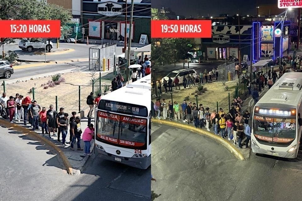 En la Avenida Universidad, frente al HEB Anáhuac, para los usuarios del transporte siempre es hora 'pico'.