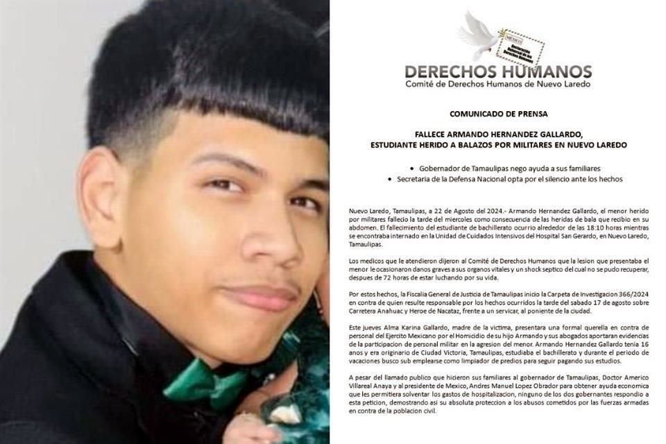 Se informó que la Fiscalía General de Justicia de Tamaulipas abrió una carpeta de Investigación por homicidio contra quien resulte responsable.