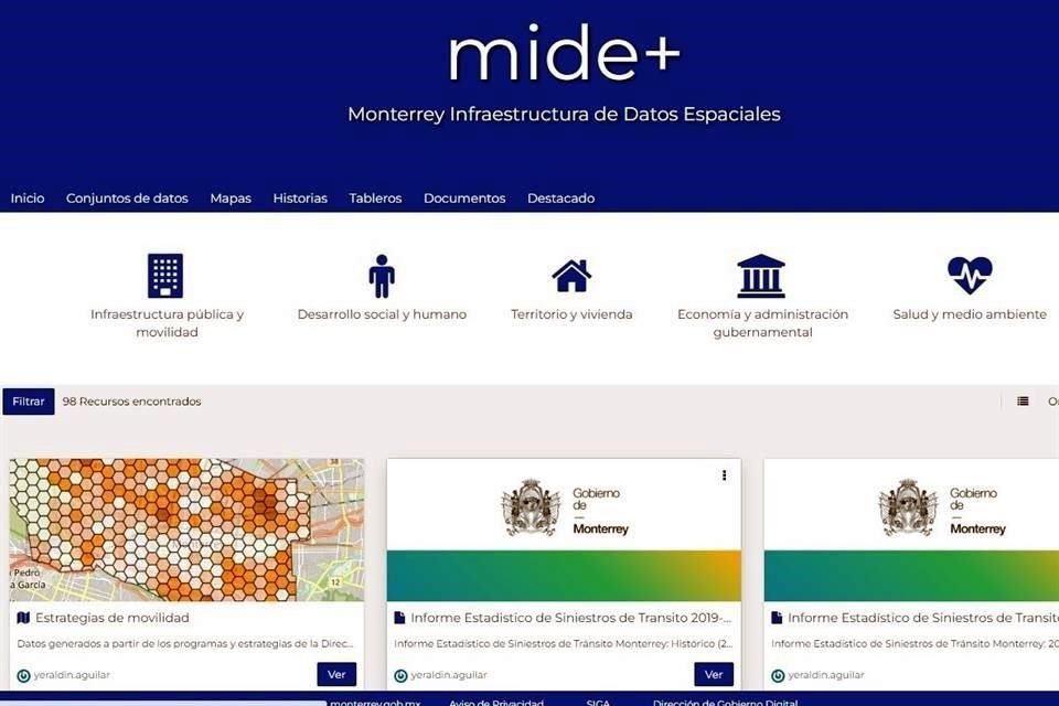 El municipio de Monterrey lanzó hace unas semanas una plataforma digital que permite a los ciudadanos ver información de inmuebles y el territorio urbano.