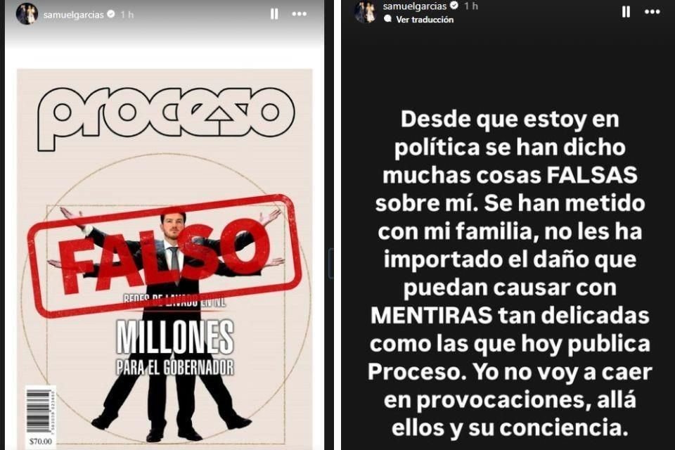 Sin mostrar documentos, Samuel García se limitó a decir que muchas cosas que se dicen de él desde que está en política son falsas.