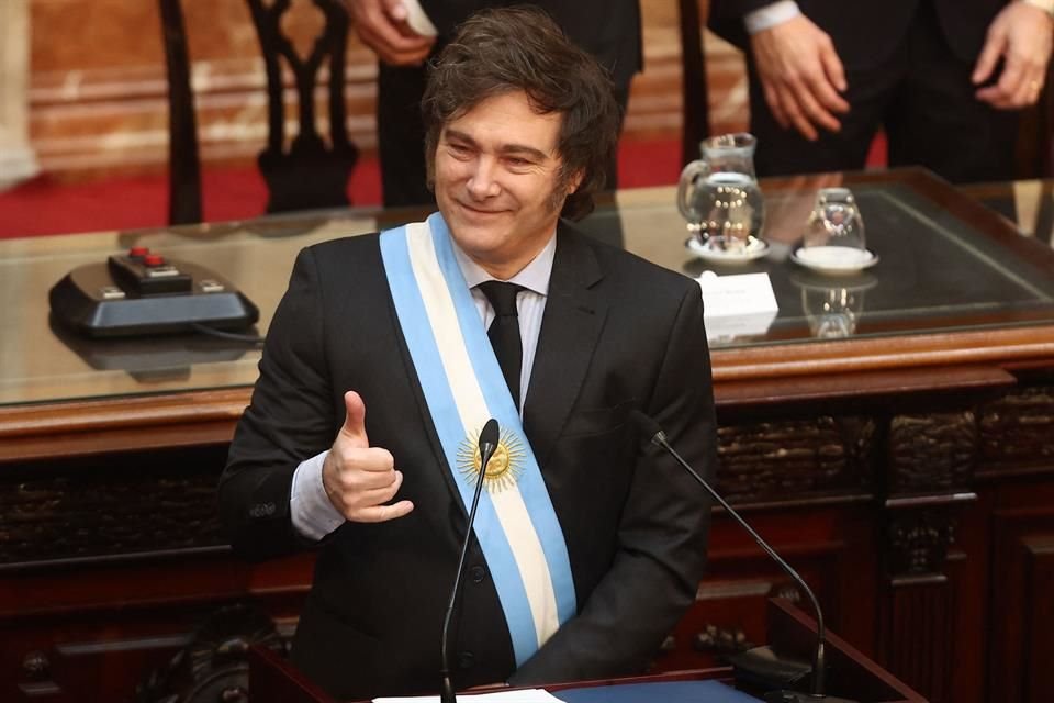 El Presidente argentino Javier Milei durante la presentación del proyecto de presupuesto en el Congreso argentino, el 15 de septiembre.