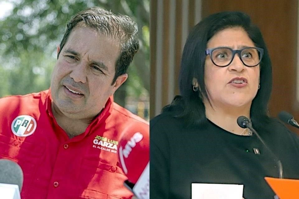 José Luis Garza Ochoa, dirigente estatal del PRI, y Sandra Pámanes, Diputada local de MC.