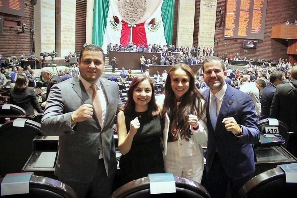 Los legisladores federales Miguel Ángel Sánchez, Iraís Reyes, Paola Longoria y Raúl Lozano.