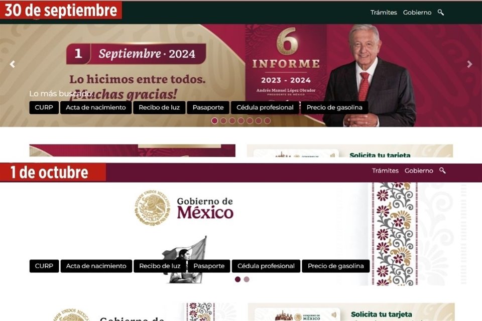  La Administración de Claudia Sheinbaum cambió desde la primera hora de este martes la identidad gráfica de los sitios gubernamentales. 