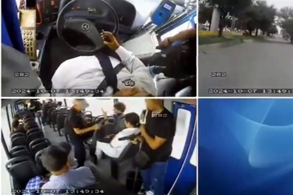 En dos minutos, cuatro delincuentes asaltaron a pasajeros de un camión de la Ruta 116, en Monterrey, y los despojaron de sus celulares.