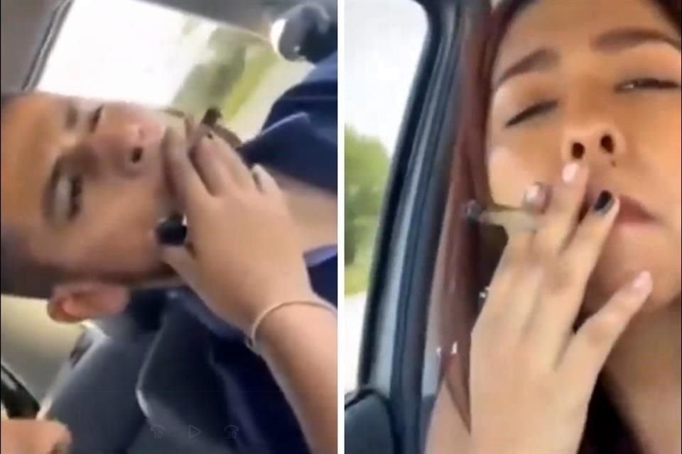 En el video difundido en redes, Enrique Silva y Janis Mata aparecen fumando mariguana mientras viajan en una camioneta.