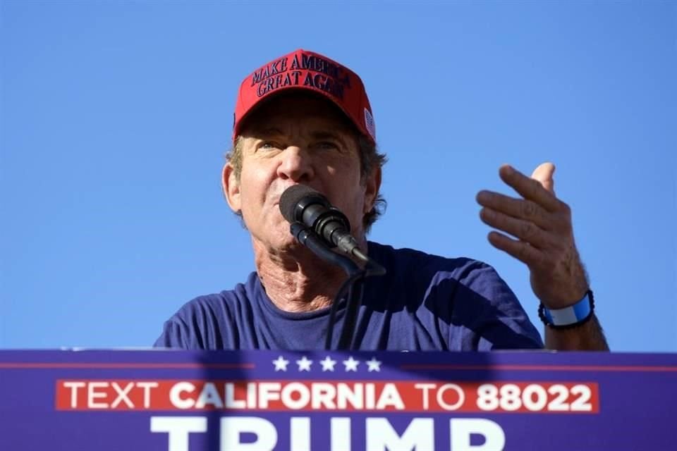 El actor Dennis Quaid, que salió recientemente en 'La Sustancia', apoyó abiertamente a Donald Trump en un mitin organizado en Coachella.