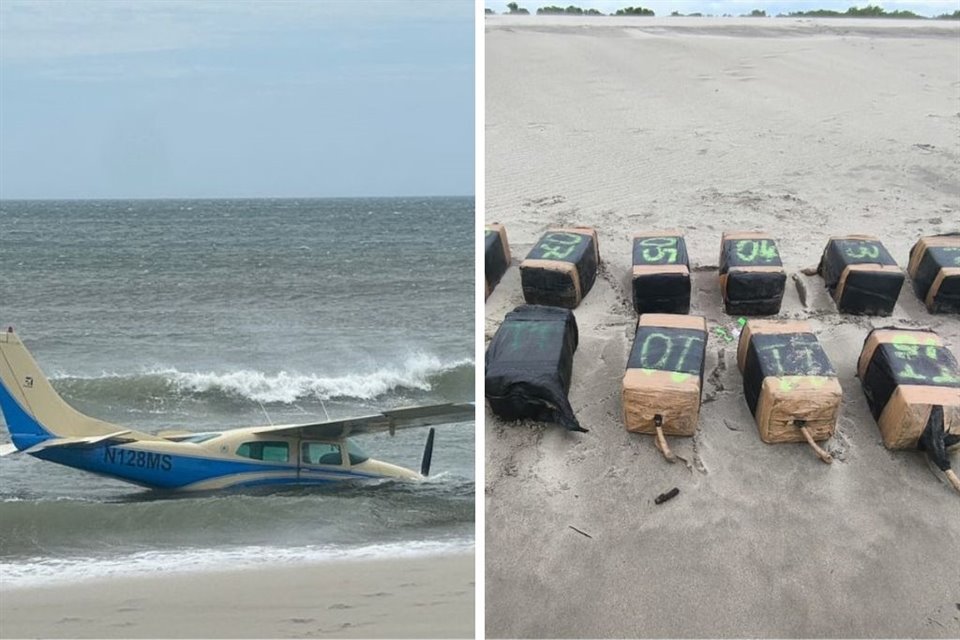 Sedena reportó el aseguramiento de una aeronave con media tonelada de cocaína en una playa en el Istmo de Tehuantepec, Oaxaca.