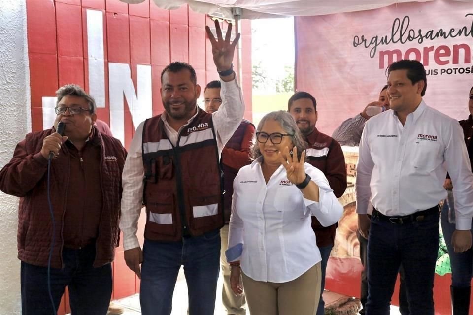 Mario Alberto Godoy Ramos, Iván Estrada, ex Alcalde panista de Matehuala y Rita Ozalia Rodríguez, presidenta de Morena en San Luis Potosí.