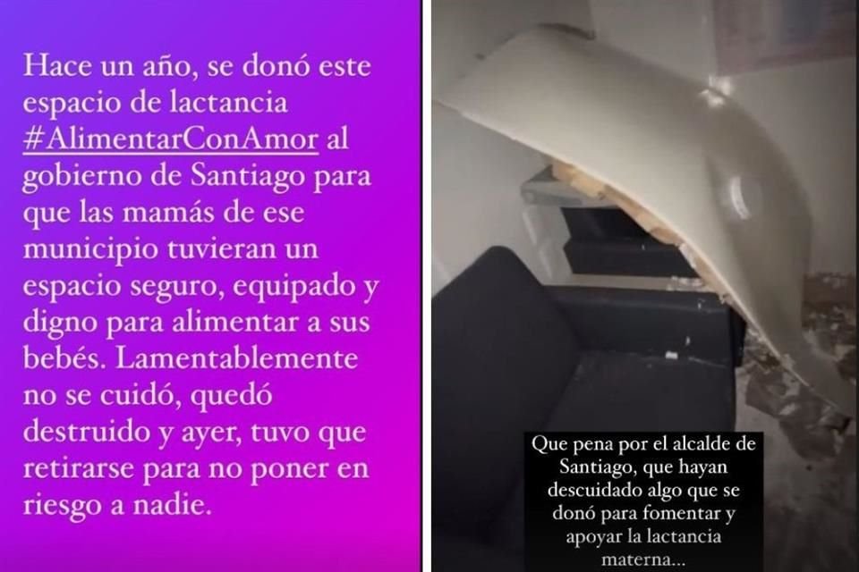 En historias de Instagram, Mariana Rodríguez difundió un vídeo del lactario.